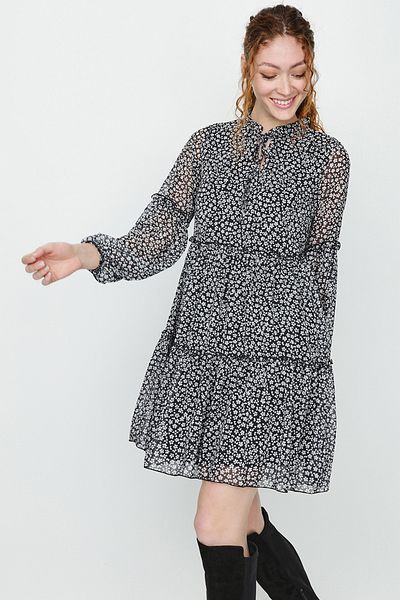Select Moda Patterned Chiffon Dress