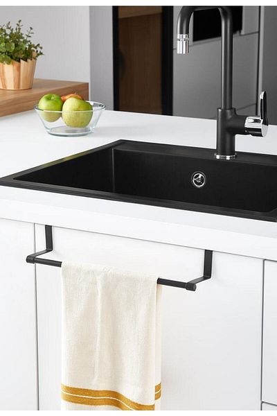 ORSA HOME 958 Θήκη για πετσέτες πόρτας ντουλαπιού Μαύρο