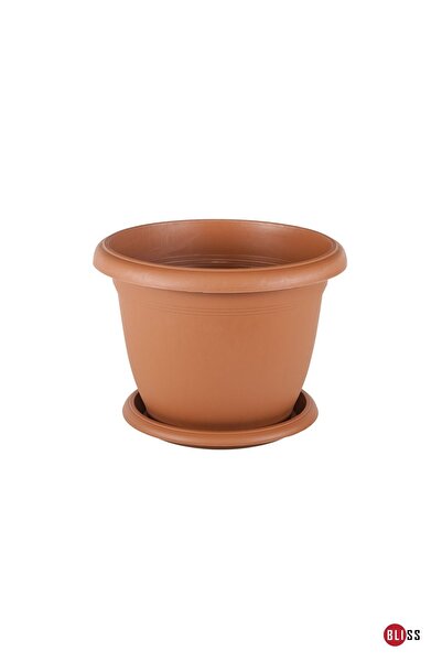 Bliss Kiremit Dekoratif Tabaklı Küçük Boy Villa Saksı 3,7 Lt