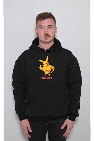 BIGROON Pokemon Pikachu Pika Chulift GYM Fitness Sweatshirt Unisex Kapüşonlu Hoodie