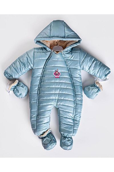 MİNİKO KİDS BABY GIRL FIGURED FUR INSIDE DOUBLE ZIPPER WITH BOOTIES GLOVES ASTRONAUT COAT JUMPSUIT