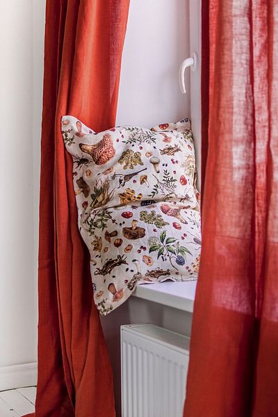 miyolin Washed Linen Curtain with Cornice, Washed Linen Background Curtain, Single Wing No Pleats