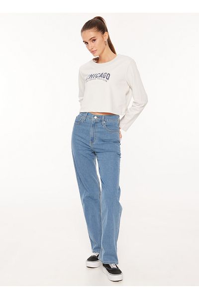 Levi's Pantaloni de denim pentru femei Levis cu talie înaltă, cu picioare drepte, albastru A7092-0001