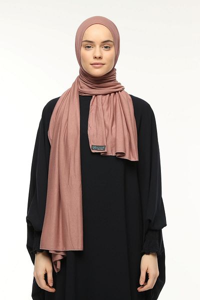 Altobeh Hijab Χτενισμένο Βαμβακερό Σάλι Απλό Σκούρο Τριαντάφυλλο Dusty