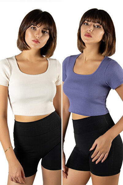 Terapi Men Κρεμ μωβ μπλουζάκι με λαιμόκοψη 2 συσκευασιών με κοντό μανίκι