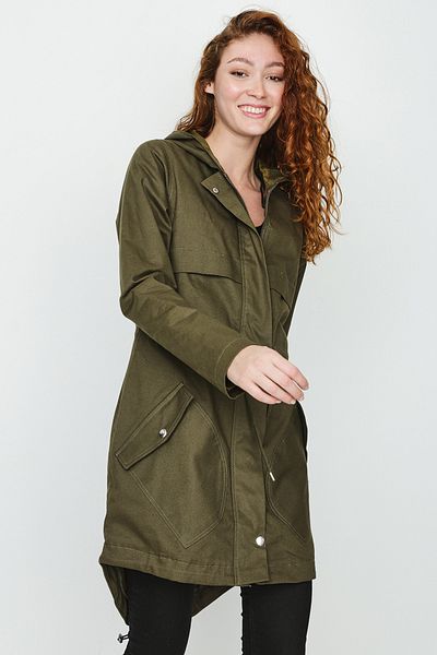 Select Moda Women's Khaki Khaki Hooded Zippered Pocket Parka