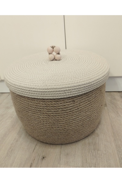 karelim home Çok Amaçlı Büyük Boy Dekoratif Organizer Hasır Kapaklı Sepet 35x25