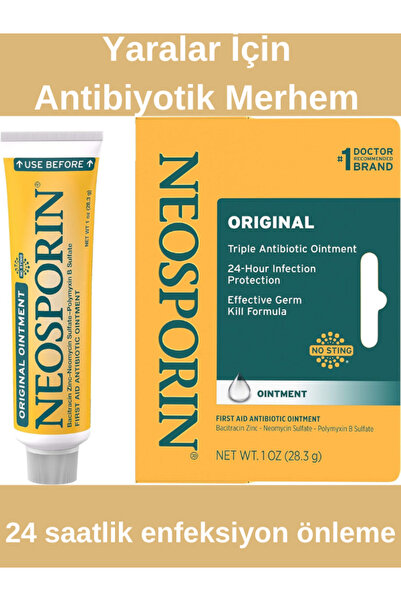 orijinal antibiyotik merhem, küçük yara için 24 saatlik enfeksiyon önleme 28.3Gr(İthal)