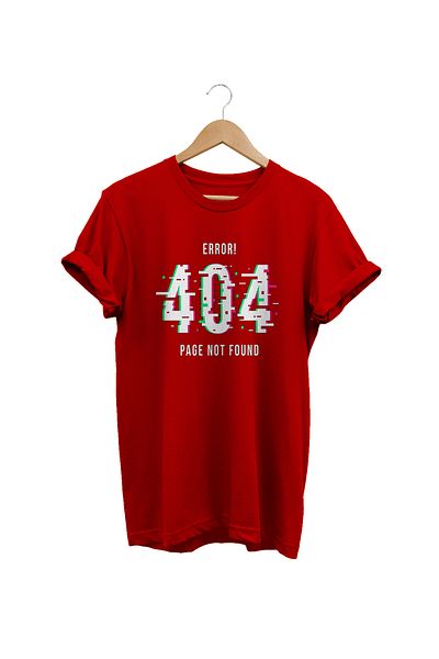 remonz 404 Not Found Printed Red 100% Cotton Oversize, Plus Size T-Shirt