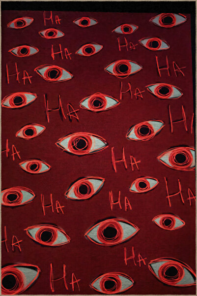 Rugs Modern Halı Burgundy Themed Surrealist Eye Patterned Creative Modern Dec...