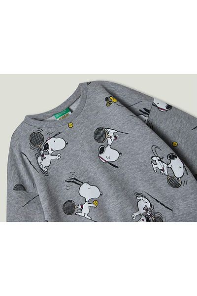 United Colors of Benetton Сив суичър с шарки за момиче