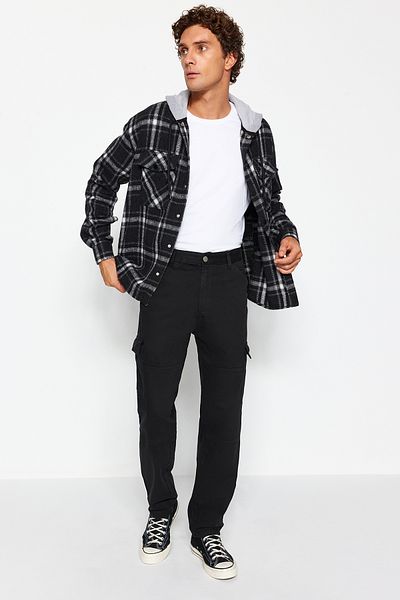 Trendyol Collection Black Pocketed Woven Regular Fit Cargo Pants TMNAW24PL00020