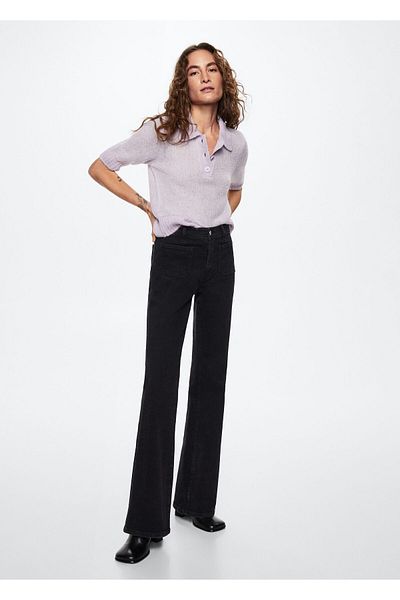 MANGO Woman Flared Leg Pocket Jean Trousers