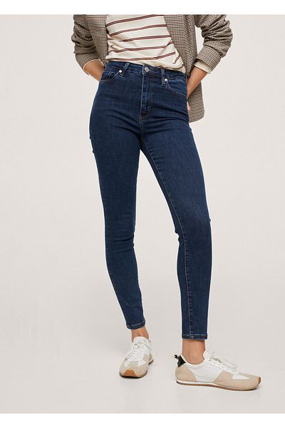 MANGO Woman Women's Dark Blue High Waist Skinny Jean Trousers