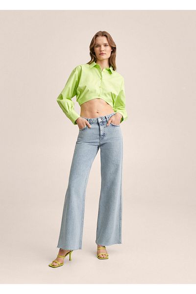 MANGO Woman Mid Waist Wide-leg Jeans