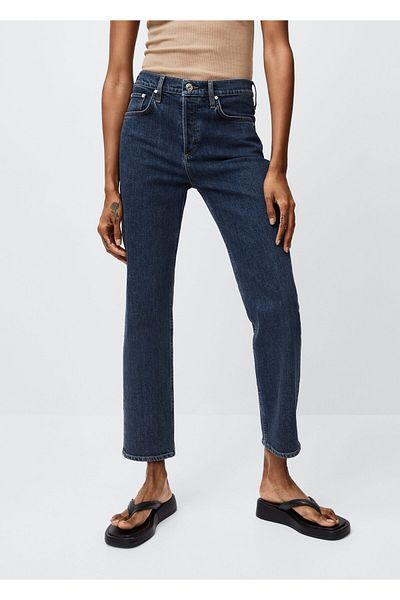 MANGO Woman Blugi slim cu picior scurt, cu talie mijlocie