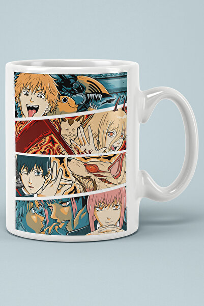 OYART&DESIGN كوب مطبوع عليه سيف الساموراي من Anime Chainsaw Man vs