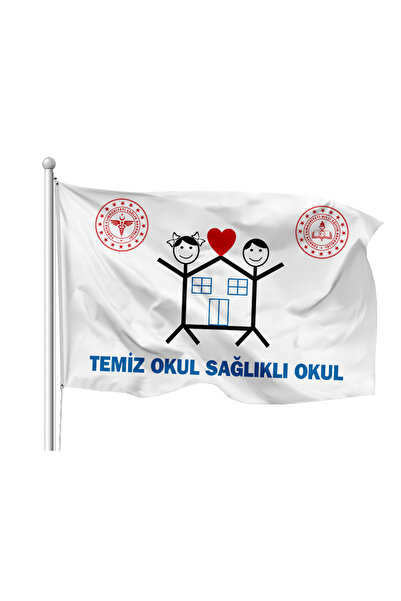 70*105 Cm Temiz Okul Sağlıklı Okul Bayrağı