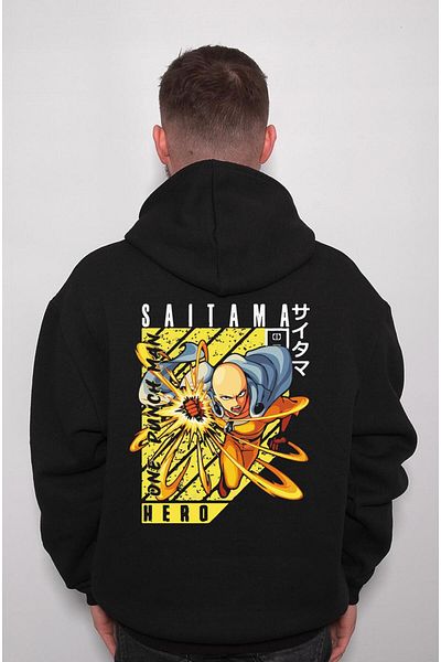 BIGROON Унисекс суитшърт с качулка One Punch-man