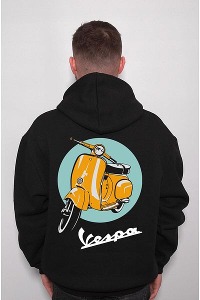 BIGROON Унисекс суитшърт с качулка за скутер Vespa Motor