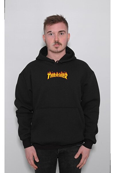 BIGROON Trasher Magazine Logo Unisex Flame Dukserica - Sa kapuljačom Hoodie