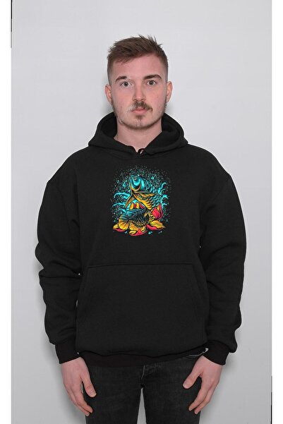 BIGROON Unisex Sa kapuljačom dukserica - Fish Fish retro koi majica
