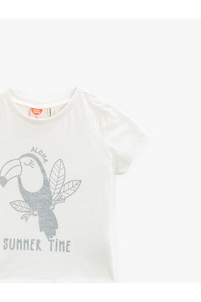 Koton Girl's Ecru T-Shirt