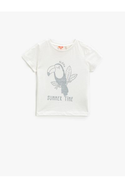 Koton Girl's Ecru T-Shirt