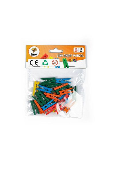Lino Wooden Peg Colorful 25 Mm 30 Pieces