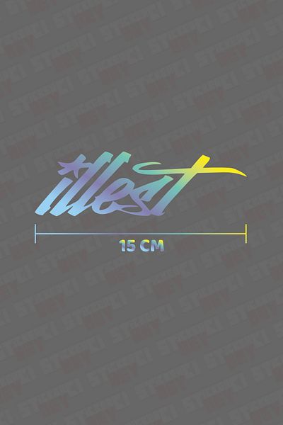 STİCKERCI BEY Autocolant de sticlă cu hologramă cu scris Illest de 15 cm - tăiat cu folie