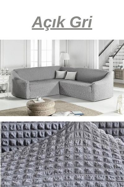 uytm Stretch Boydandan L Sofa Cover - Skirt and Wrap Set