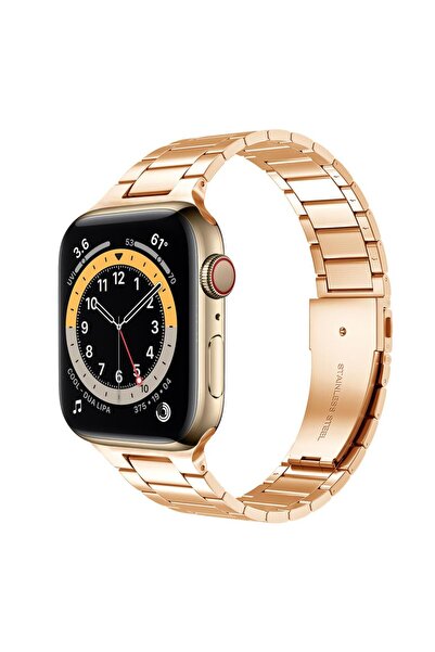Techmaster Apple Watch 4 5 6 7 8 9 Ultra 42 44 45mm Uyumlu Slim Çelik Kordon