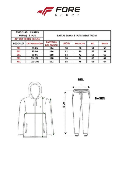 FORE SPORT Battal Women's Mink Zippered 3 Thread Racking Hooded Set