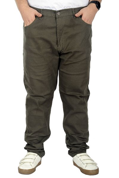 ModeXL Ανδρικό παντελόνι Gabardine μεγάλου μεγέθους Mode Xl 5 Pocket Nature Classic 22920 Khaki