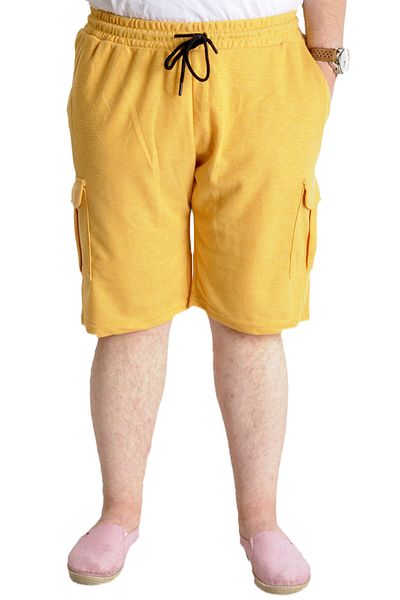 ModeXL Pantaloni scurți pentru bărbați de mărime mare Mode XL Cargo Pocket WAFFLE 23500 Muștar