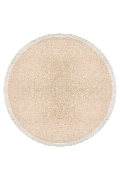 Valery Home Beige Color Vl Round Comfort Plush Fringed