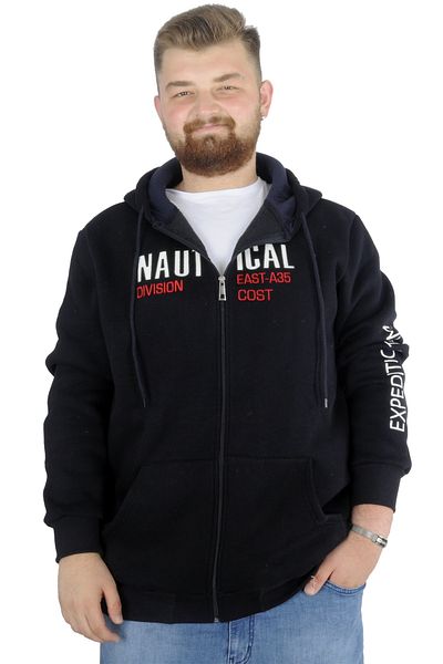 ModeXL Mode Xl Ανδρικό φούτερ με κουκούλα με φερμουάρ Nautical 22523 Navy Blue
