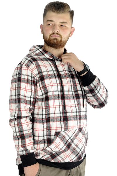 ModeXL Ανδρικός Ξυλοκόπος με κουκούλα Sweat Kangaroo - Mode XL 22528 Ecru