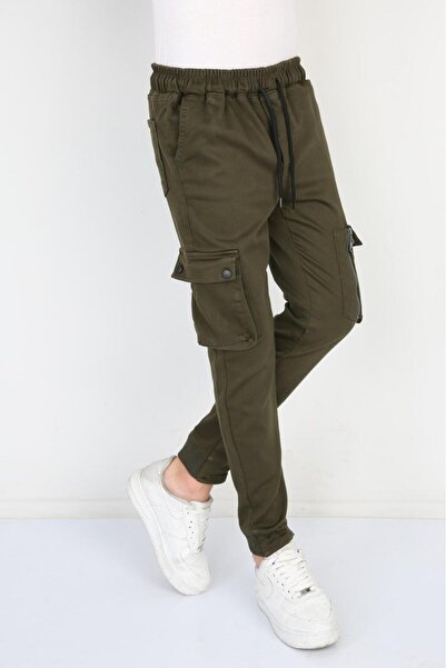 Pina Kids Erkek Çocuk Kargo Pantolon Kanvas Likralı Cepli