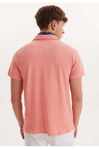 WESTMARK LONDON Pink Polo Neck Towel Fabric Cotton Regular Fit Men's T-shirt Breeze