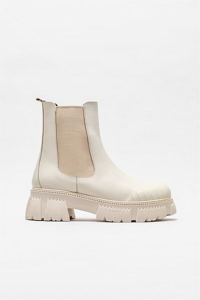 Elle Shoes Women's Casual BeiGe Leather Boots
