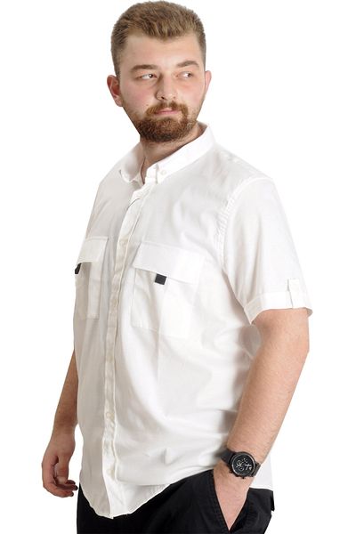 ModeXL Ανδρικό πουκάμισο Mode XL Gabardin Double Pocket 22362 Λευκό