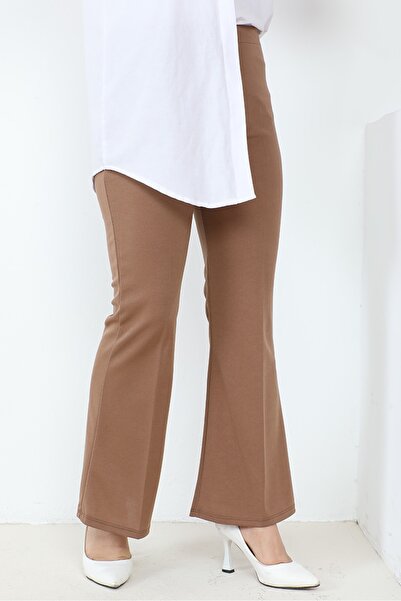 Bestenur Piyale Spanish Leg Trousers 653 - Brown