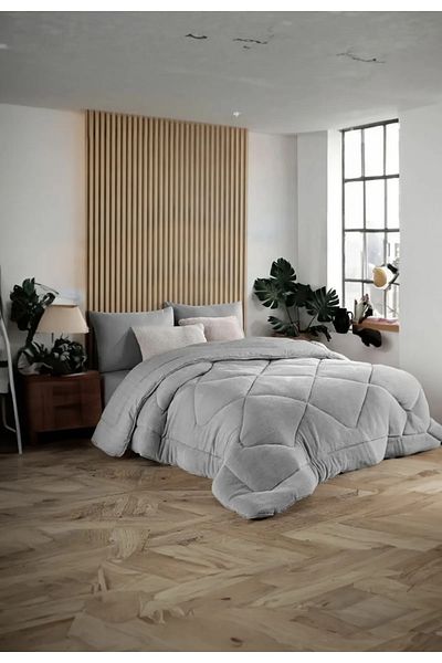 HOMENUP Wellsoft Double Colorful Quilt Double Sided 195x215 Gray