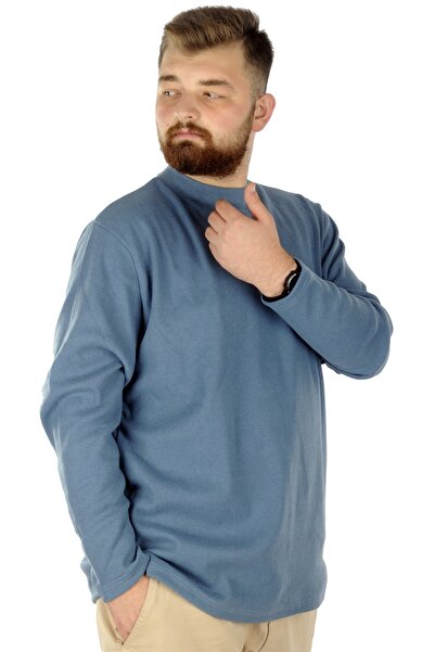 ModeXL Mode Xl Large Size Long Sleeve Half Fisherman Sweater 22558 Blue