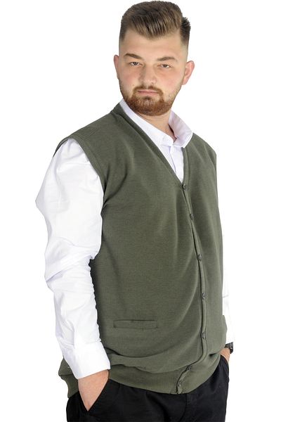 ModeXL Mode Xl Large Size Men's Vest with Puppy Thessaloniki Buttons 20545 Khaki