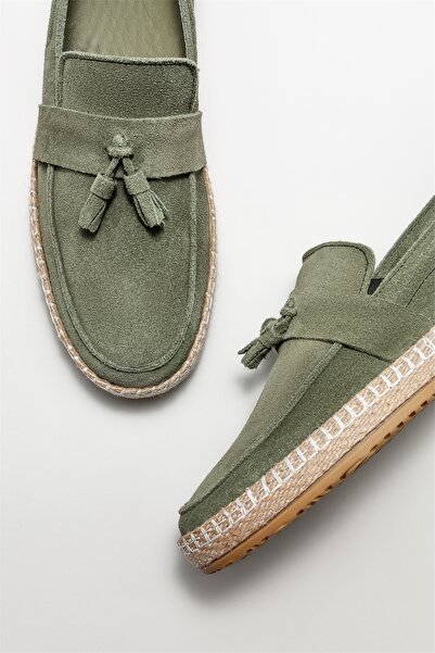 Elle Shoes Khaki Leather Men's Casual Shoes