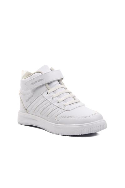 WALKWAY Mely Hi-f, alb-alb, pantofi cu velcro pentru copii