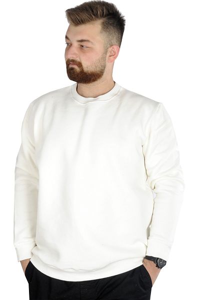ModeXL Ανδρικό φούτερ - Mode XL, Crew Neck, Basic 20131, Ecru