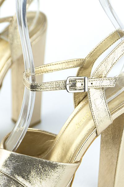 E&L Company 15.5cm HIGH gold glitter fabric evening shoes, guaranteed running, with a condition to be slow
